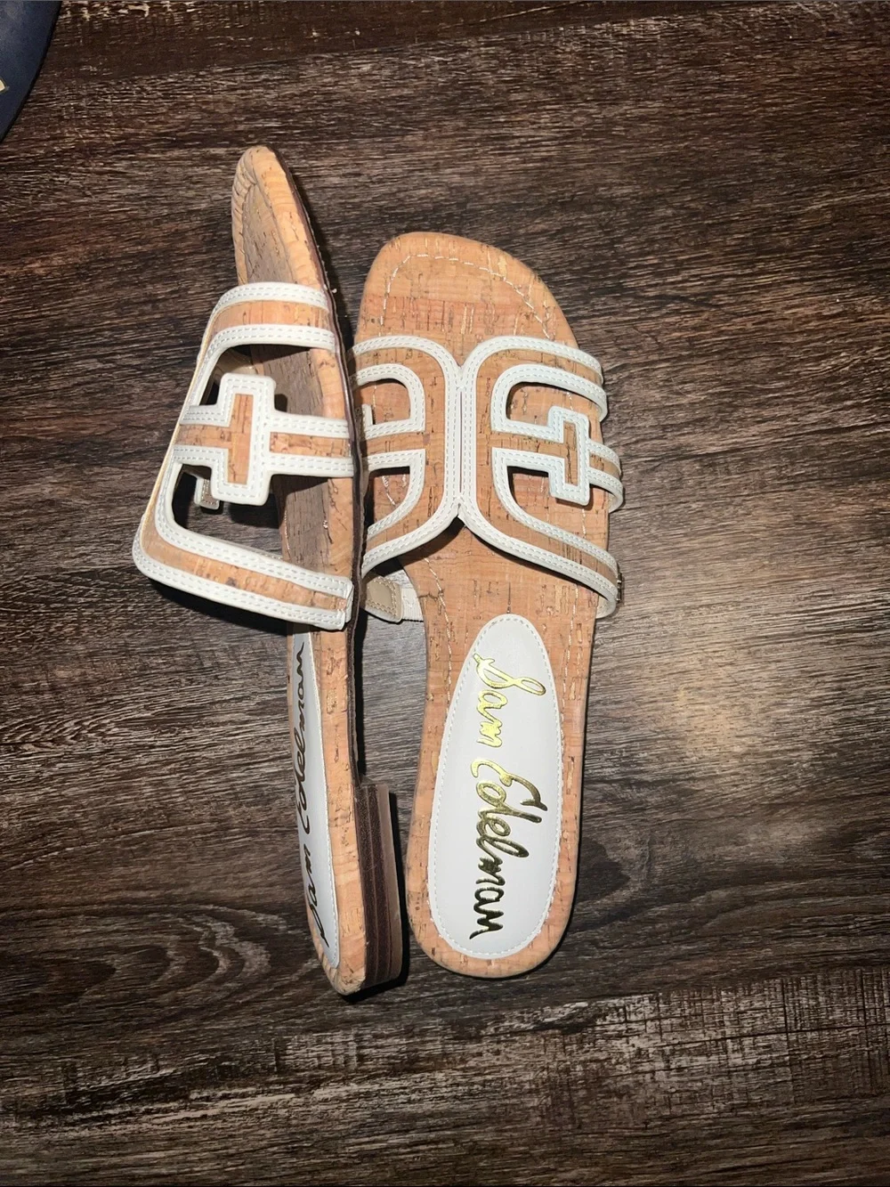 Sam Edelman White Trim Cork Slide Sandal - Picture 3 of 4